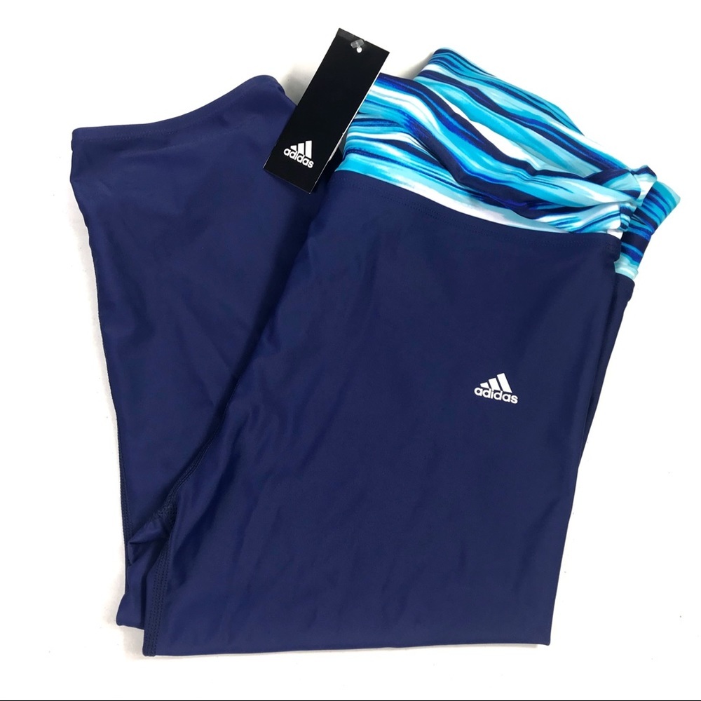 Adidas Blue Capri Active Pants Size Large NWT - Picture 1 of 6